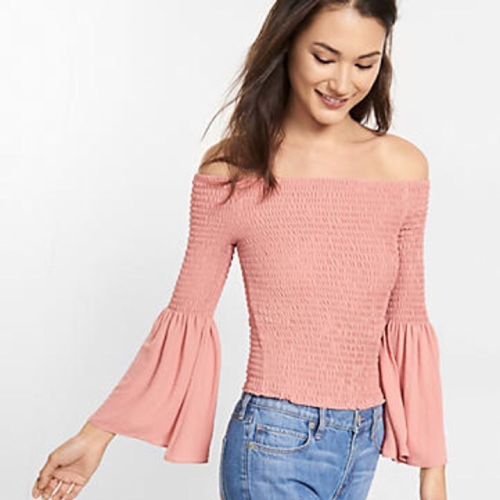 Express smocked off the shoulder top
